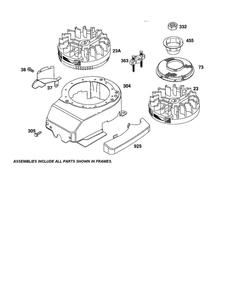 Flywheel/Housing-Blower Diagram and Parts List for 12F800-12F899 0821-0829-0873 Briggs and Stratton Engine